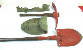 1952 H - W Us Military Trench Tool Shovel & 1944 Diamond Calk Pick