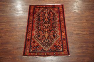 4x7 Persian Antique Malayer Herati Wool Area Rug Hand - Knotted Oriental Carpet