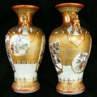Two Kutani Japanese Meiji Vases 19th C.