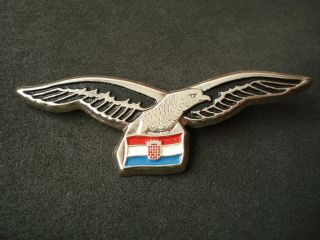 Croatia Army,  Airforce,  Early Cap Badge,  Black; Wings,  Military,  Homeland War