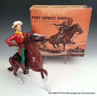 1957 Nmib Hartland Buffalo Bill Pony Express 819,  Rare Box Accessories