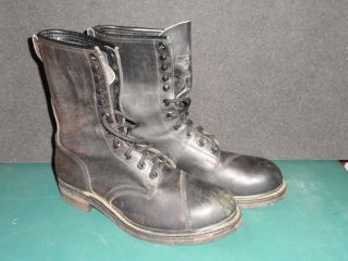 Black Combat Boots Size 12.  5 R - Steel Toe - Leather 6 - 95 Ansi Z41.  1 - 1991/75