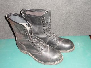 Black Combat Boots Size 12.  5 R - Steel Toe - LEATHER 6 - 95 ANSI Z41.  1 - 1991/75 2