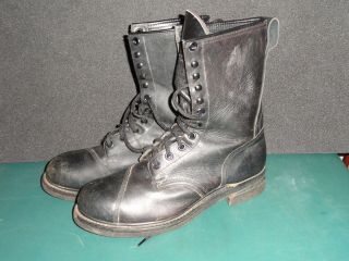 Black Combat Boots Size 12.  5 R - Steel Toe - LEATHER 6 - 95 ANSI Z41.  1 - 1991/75 3