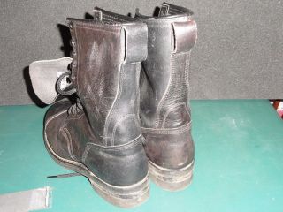 Black Combat Boots Size 12.  5 R - Steel Toe - LEATHER 6 - 95 ANSI Z41.  1 - 1991/75 4