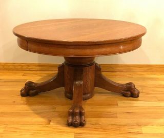 Louis F Nonnast Chicago Victorian Tiger Oak Pedestal Claw Foot Table Rare