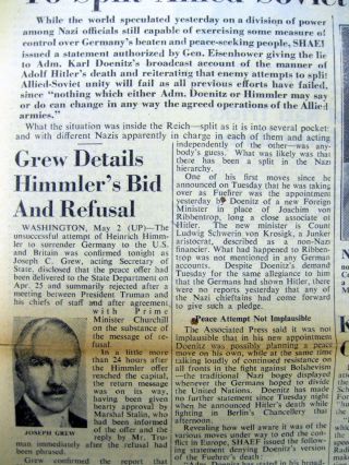 1945 Stars & Stripes WW II newspaper Nazi leader ADOLPH HITLER DEAD from SUICIDE 4