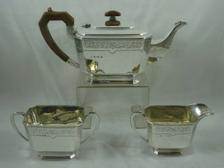 Art Deco Solid Silver Tea Set,  1940,  1231gm
