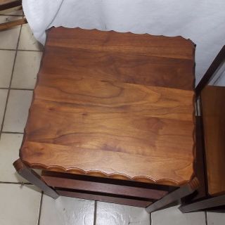 Mid Century Solid Walnut 3 Tier End Side Tables by Queen City (RPT753) 3