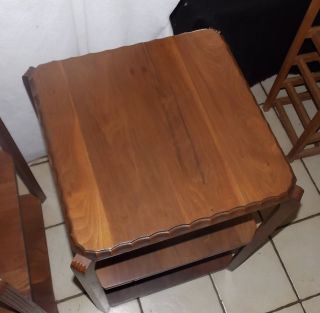 Mid Century Solid Walnut 3 Tier End Side Tables by Queen City (RPT753) 4