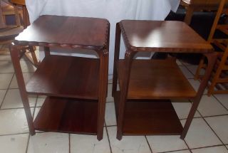Mid Century Solid Walnut 3 Tier End Side Tables by Queen City (RPT753) 5