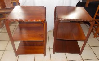 Mid Century Solid Walnut 3 Tier End Side Tables by Queen City (RPT753) 6