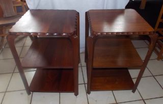 Mid Century Solid Walnut 3 Tier End Side Tables by Queen City (RPT753) 7