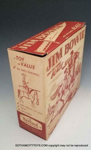 1957 NMIB Hartland JIM BOWIE 817,  Rare BOX & TAG w.  ALL ACCESSORIES 9