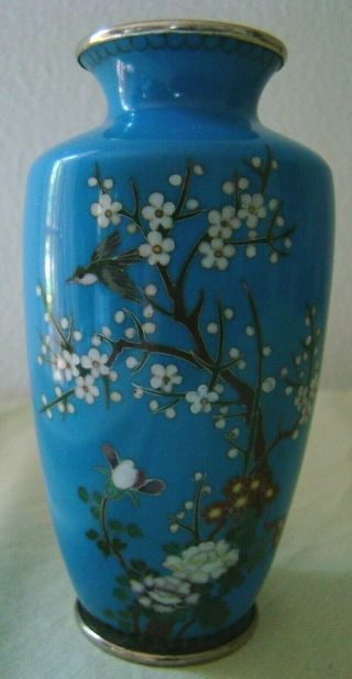 Vintage Japanese Silver Wire Cloisonne Enamel Vase,  Gorgeous Color