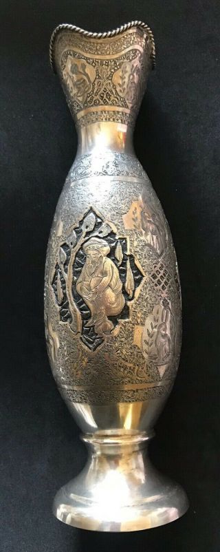 Large Solid Silver Vase 250 Gr From Persia A Masterpiece