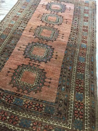 Antique Old Handmade Ersari Wool Rug Carpet,  Shabby Chic,  Size:5.  3 By 3.  0 Ft