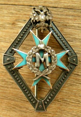 Imperial Russian Badge Gold Silver Enamel Higher Institutions Of Empress Marie