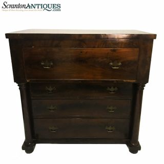 Antique American Empire Carved Mahogany Butler ' s Secretary Writing Chest Desk 2