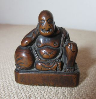 Rare Antique Hand Carved 18th Century Japanese Edo Period Boxwood Buddha Netsuke
