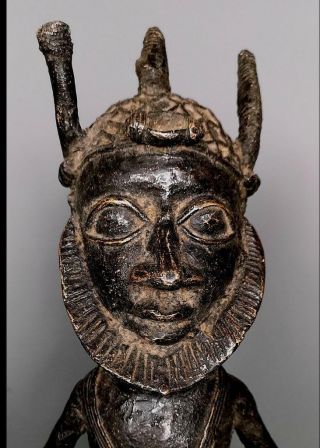Vintage Tribal Large Bronze Oba Of Benin on a Royal Chair - - Edo,  Nigeria WHB 2