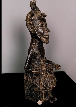 Vintage Tribal Large Bronze Oba Of Benin on a Royal Chair - - Edo,  Nigeria WHB 4