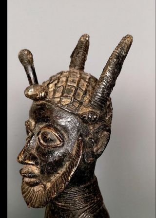 Vintage Tribal Large Bronze Oba Of Benin on a Royal Chair - - Edo,  Nigeria WHB 8