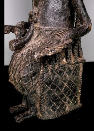 Vintage Tribal Large Bronze Oba Of Benin on a Royal Chair - - Edo,  Nigeria WHB 9