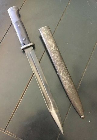 Wwii German K98 Bayonet With Sheath,  Wood Handles