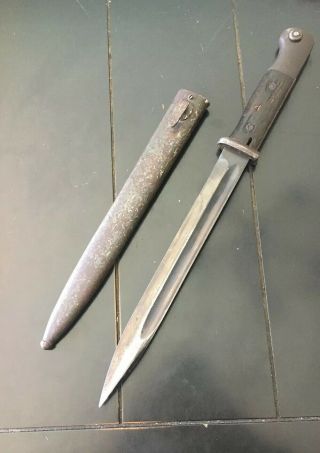 WWII German K98 Bayonet With Sheath,  Wood Handles 2