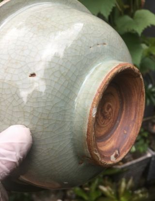 Large Antique Chinese Song Longquan Green Celadon Porcelain Bowl 11