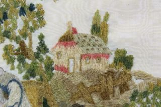 A RARE 18TH C NEEDLEWORK - STUMPWORK PICTURE OF FAMILY GREAT COLORS & 11