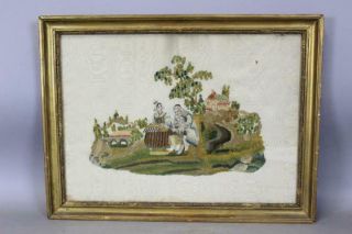 A Rare 18th C Needlework - Stumpwork Picture Of Family Great Colors &