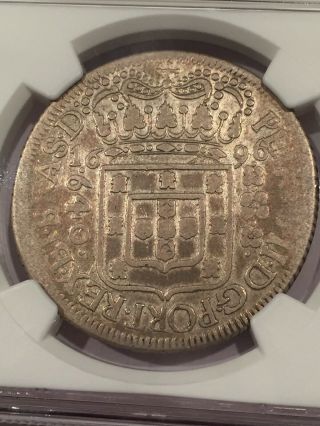 1696 Brazil Silver 640 Reis Ngc Extremely Rare Shipwreck Treasure