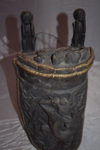 Orig $799.  Dayak Ritual Shaman Container,  Early1900s 15 " M.  Simpson Estate