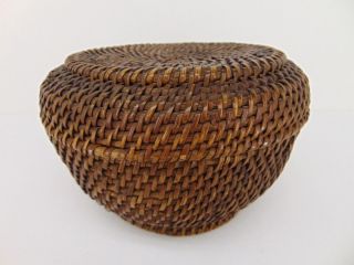 Antique African Woven Basket & Lid Unknown Tribe From 1950s Congo Missionaries A