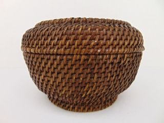 Antique AFRICAN WOVEN BASKET & LID Unknown Tribe FROM 1950s CONGO MISSIONARIES A 3
