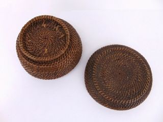 Antique AFRICAN WOVEN BASKET & LID Unknown Tribe FROM 1950s CONGO MISSIONARIES A 6
