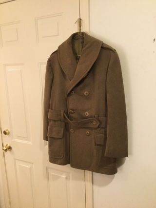Ww2 Us Army Officers Overcoat Wool Doeskin Short Coat 1942 Dated 36s