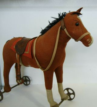 Antique STEIFF HORSE On Cast Iron Wheels 3