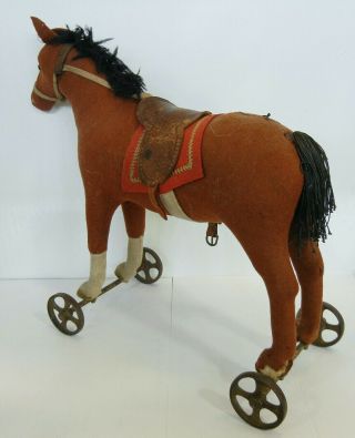 Antique STEIFF HORSE On Cast Iron Wheels 5