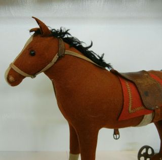 Antique STEIFF HORSE On Cast Iron Wheels 6