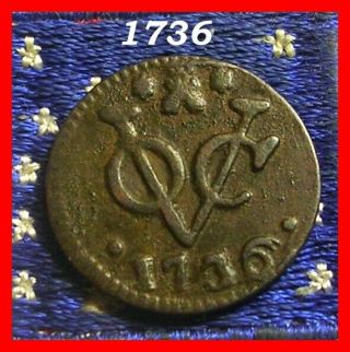 Authentic 1736 Duit Lion Old Dutch York Colonial Revolutionary War Coin R