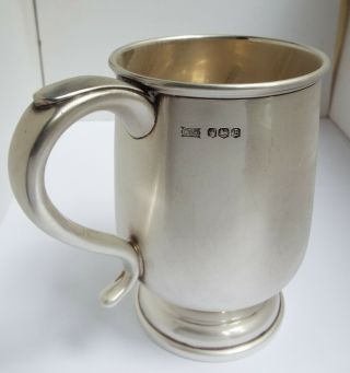 Large Heavy English Antique 1969 Sterling Silver Pint Tankard