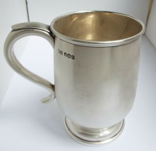 LARGE HEAVY ENGLISH ANTIQUE 1969 STERLING SILVER PINT TANKARD 2