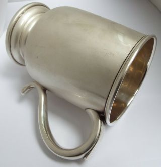 LARGE HEAVY ENGLISH ANTIQUE 1969 STERLING SILVER PINT TANKARD 4