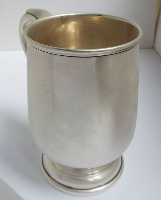 LARGE HEAVY ENGLISH ANTIQUE 1969 STERLING SILVER PINT TANKARD 7