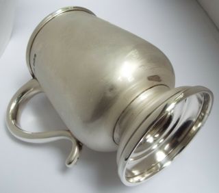 LARGE HEAVY ENGLISH ANTIQUE 1969 STERLING SILVER PINT TANKARD 9