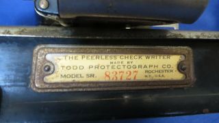 Antique PEERLESS CHECK WRITER Todd Protectograph Co. 6