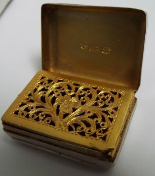 ENGLISH ANTIQUE GEORGIAN 1821 SOLID STERLING SILVER VINAIGRETTE BOX 11